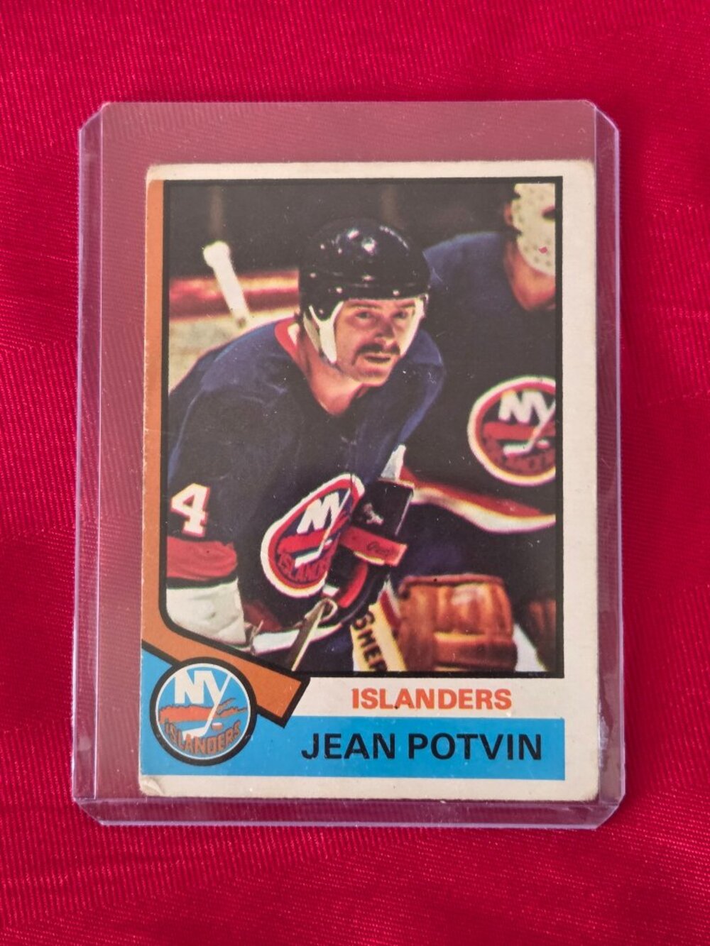 RARE, VINTAGE, 1974 OPEE CHEE, JEAN POTVIN NEW YORK ISLANDERS HOCKEY CARD!!!